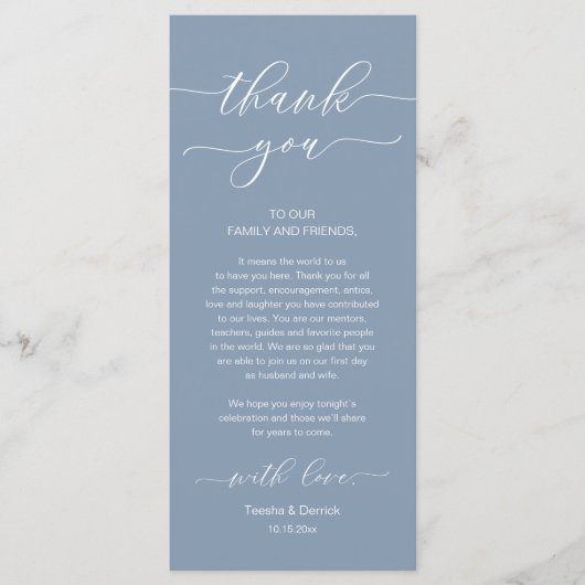 Moderne Romantische Dinner Place Einstellung Danke Programm (Vorderseite)