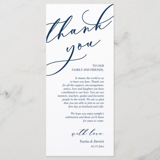 Moderne Romantische Dinner Place Einstellung Danke Programm (Vorderseite)