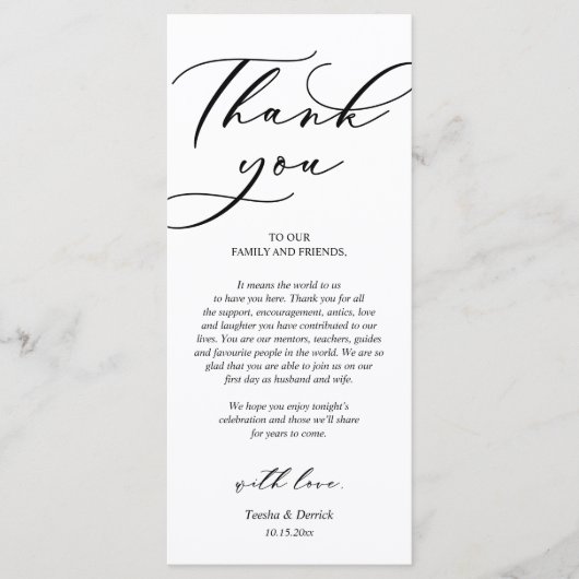 Moderne Romantische Dinner Place Einstellung Danke Programm (Vorderseite)