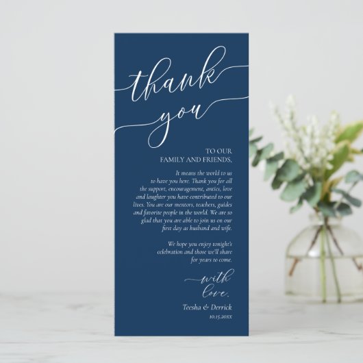 Moderne Romantische Dinner Place Einstellung Danke Programm (Stehend Vorderseite)