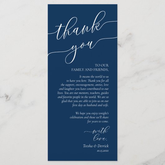 Moderne Romantische Dinner Place Einstellung Danke Programm (Vorderseite)