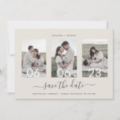 Moderne Romantische Drehbuch-Collage Save The Date (Vorderseite)