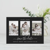 Moderne Romantische Drehbuch-Collage Save The Date (Stehend Vorderseite)