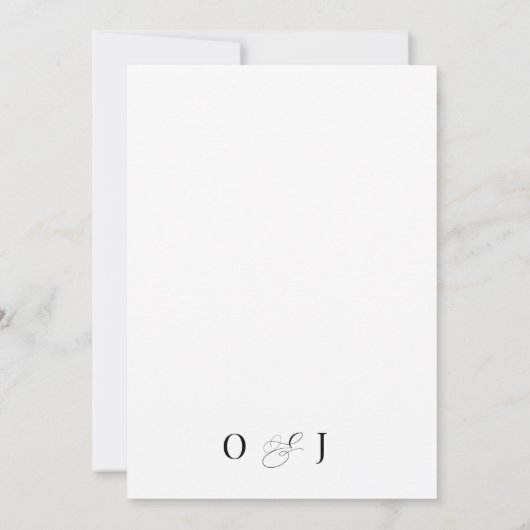 Moderne romantische Drehbuch Schwarz-weiße ErstHoc Einladung (Rückseite)