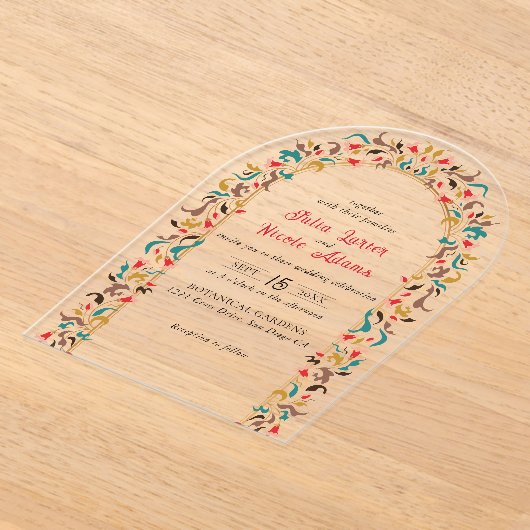 Moderne romantische Elegante Blumenzeremonie Acryleinladungen (Ablage )