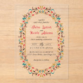 Moderne romantische Elegante Blumenzeremonie Acryleinladungen (Vorderseite)