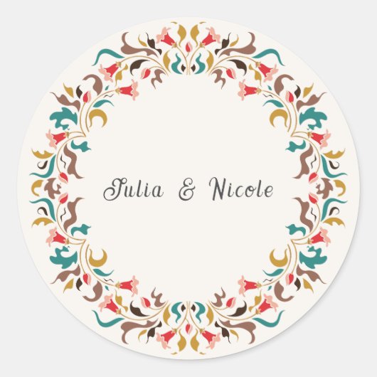 Moderne romantische Elegante Blumenzeremonie Runder Aufkleber (Vorderseite)