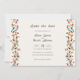 Moderne Romantische Elegante Florale Hochzeitskrän Save The Date