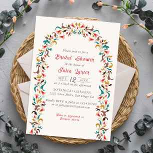 Moderne Romantische Elegante Florale Kranz Brautpa Einladung