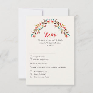 Moderne Romantische Elegante Florale Kranz Hochzei RSVP Karte
