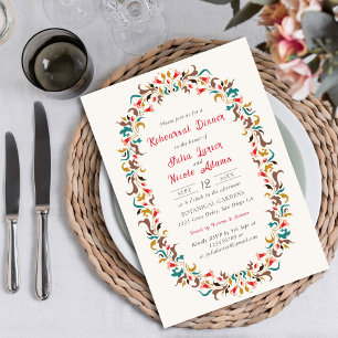 Moderne Romantische Elegante Florale Probe Dinner Einladung