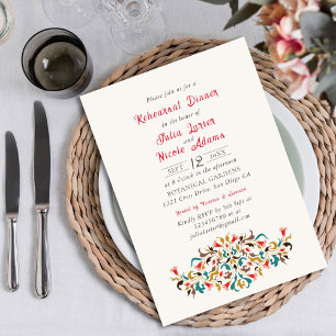 Moderne Romantische Elegante Florale Probe Dinner Einladung
