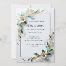 Moderne Romantische Florale Luxus-Hochzeitseinladu Einladung