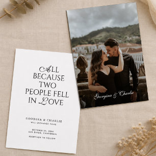 Moderne romantische Fotografie-Hochzeit in typogra Einladung