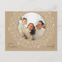 Moderne romantische, frohe Weihnachten Familie Fot Postkarte