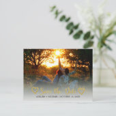 Moderne romantische goldene Hochzeit retten das Da Ankündigungspostkarte (Stehend Vorderseite)