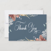 Moderne romantische Hochzeit am Blauen Garten Dankeskarte (Vorderseite)