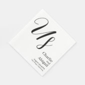 Moderne romantische Hochzeit auf Weiß in den USA Serviette (Ecke)