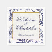 Moderne romantische Hochzeit der Navy Blue Gold Bo Serviette (Vorderseite)