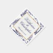 Moderne romantische Hochzeit der Navy Blue Gold Bo Serviette (Ecke)