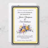 Moderne romantische Hochzeit des Gelben Roses Einladung (Vorne/Hinten)