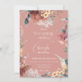 Moderne romantische Hochzeit im Rosa Garten Einladung (Vorderseite)