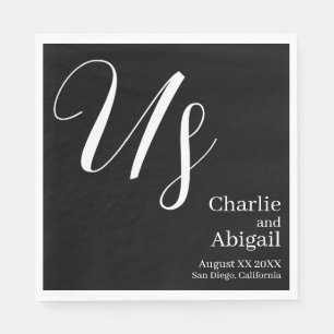 Moderne romantische Hochzeit in den USA auf schwar Serviette