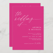 Moderne romantische Hochzeit Magenta Pink Hot Pink Einladung (Vorne/Hinten)