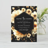 Moderne romantische Hochzeit mit Gold und Schwarz Save The Date (Stehend Vorderseite)
