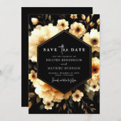 Moderne romantische Hochzeit mit Gold und Schwarz Save The Date (Vorne/Hinten)
