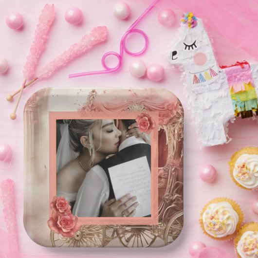 Moderne romantische Hochzeit Pappteller (Party)