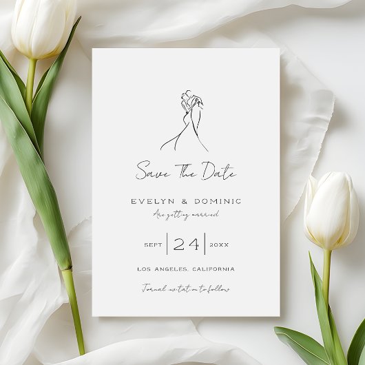 Moderne romantische Hochzeit von Braut und Bräutig Save The Date