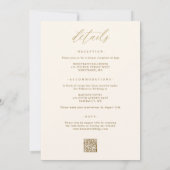 Moderne romantische Hochzeitscreme und Gold Einladung (Rückseite)