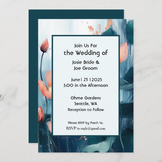 Moderne romantische Hochzeitseinladung Einladung (Vorne/Hinten)