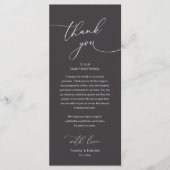 Moderne Romantische Hochzeitsempfangs-Dankeskarten Programm (Vorderseite)