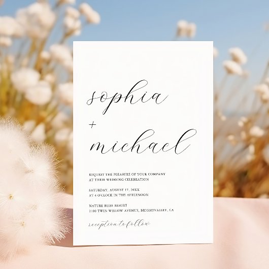 Moderne romantische Kalligrafie Schwarz & Weiß Hoc Einladung