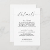 Moderne romantische kalligraphische Hochzeitdetail Begleitkarte (Vorne/Hinten)