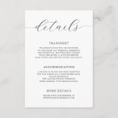 Moderne romantische kalligraphische Hochzeitdetail Begleitkarte (Vorderseite)