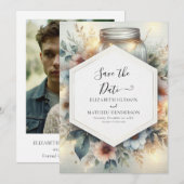 Moderne romantische Mason Jar Wedding Save The Date (Vorne/Hinten)