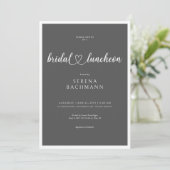 Moderne romantische Minimal Gray Bridal Luncheon Einladung (Stehend Vorderseite)