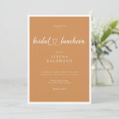 Moderne romantische Minimal Rust Bridal Luncheon Einladung (Stehend Vorderseite)