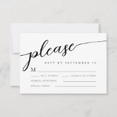 Moderne romantische Minimalistische Hochzeit RSVP Karte (Vorderseite)