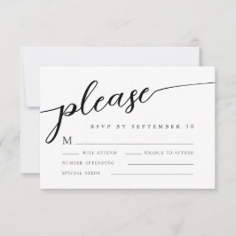 Moderne romantische Minimalistische Hochzeit RSVP Karte