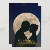 Moderne romantische Moon Couple-Silhouette Save The Date (Vorne/Hinten)