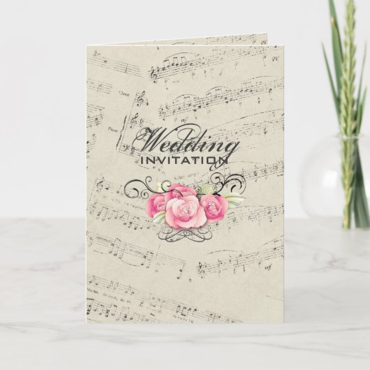 Moderne romantische Musicnotes Musik-Hochzeit Einladung (Vorderseite)