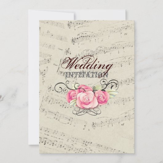 Moderne romantische Musiknote Hochzeit Einladung (Vorderseite)