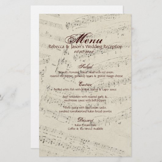 Moderne Romantische Musiknoten Hochzeit (Vorne/Hinten)