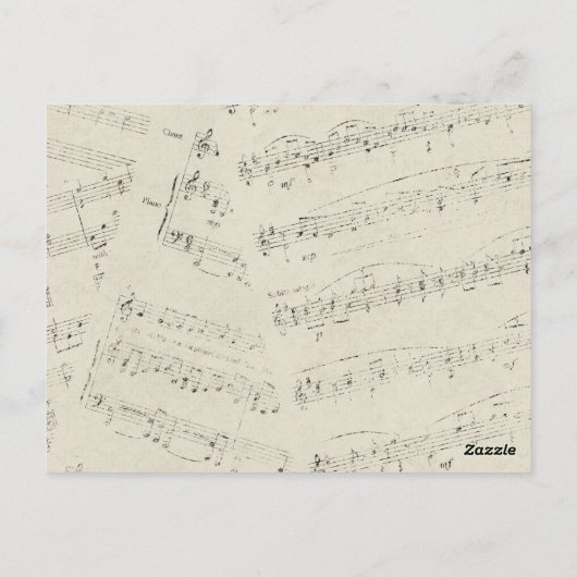 Moderne romantische Musiknoten Hochzeit danke Postkarte (Rückseite)