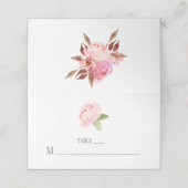 Moderne romantische Peony-Floral-Platzkarten Platzkarte (Außenseite Aufgefaltet)