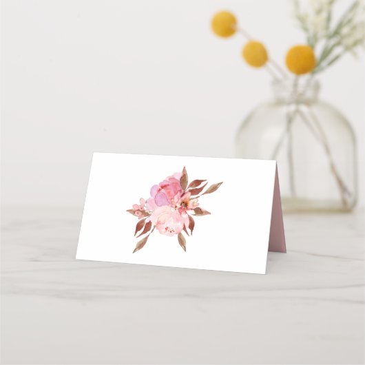 Moderne romantische Peony-Floral-Platzkarten Platzkarte (Rückseite)